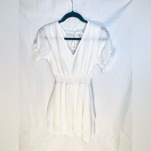 Peach Love California Dress Ivory Ruffle Lined Size Small